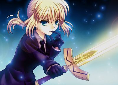 Fate/Stay Night (Судьба), костюм, Сабля, Fate / Zero, аниме девушки, мечи, Fate series (Судьба) - оригинальные обои рабочего стола