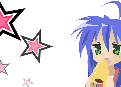 Счастливая Звезда (Лаки Стар), синие волосы, зеленые глаза, простой фон, Izumi Konata - похожие обои для рабочего стола