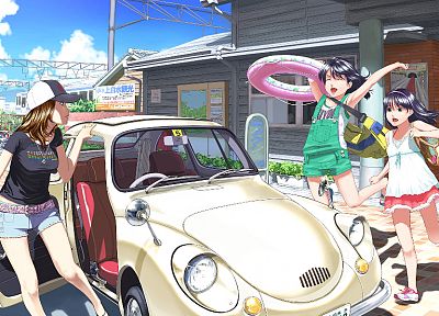 автомобили, произведение искусства, аниме, шляпы, аниме девушки - оригинальные обои рабочего стола