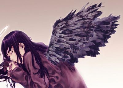 ангелы, крылья, Haibane Renmei, простой фон - обои на рабочий стол