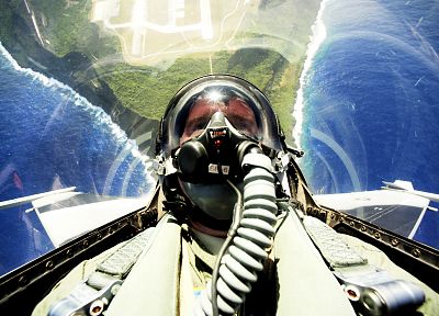 пилот, кокпит, летать, противогазы, F- 16 Fighting Falcon, реактивный самолет - случайные обои для рабочего стола