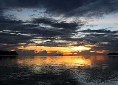 закат, небо, Соломоновы Острова, море - копия обоев рабочего стола