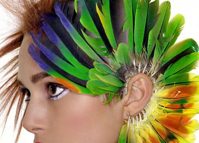 многоцветный, Кира Найтли, перья - случайные обои для рабочего стола