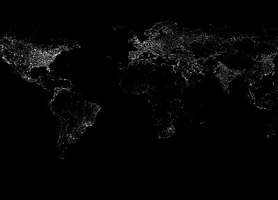 ночь, огни, карта мира - обои на рабочий стол