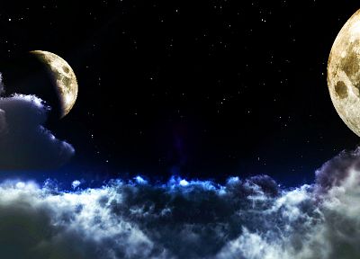 облака, космическое пространство, звезды, Луна - случайные обои для рабочего стола