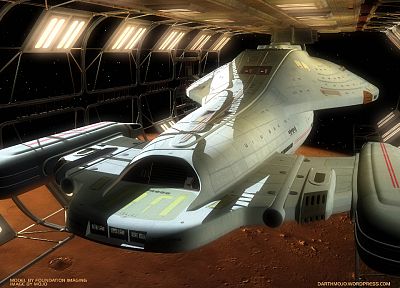 космическое пространство, док, звездный путь, USS Voyager - копия обоев рабочего стола