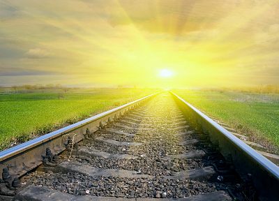 восход, поезда, железнодорожные пути, транспортные средства, железные дороги - случайные обои для рабочего стола