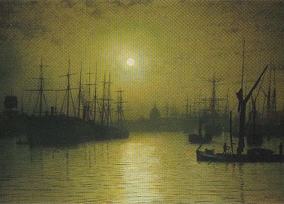 картины, корабли, Джон Аткинсон Гримшоу, Река Темза - обои на рабочий стол