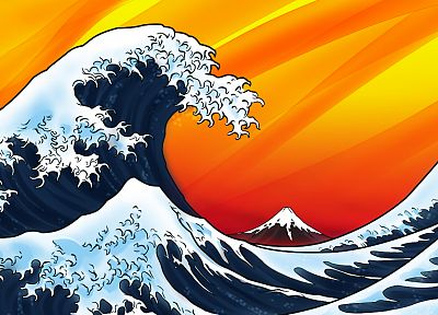 Большая волна в Канагава, Кацусика Хокусай - обои на рабочий стол