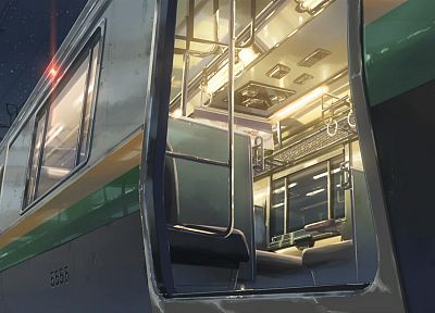 снег, поезда, Макото Синкай, 5 сантиметров в секунду, транспортные средства - случайные обои для рабочего стола