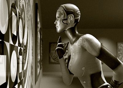 сепия, робот девушка, научная фантастика - случайные обои для рабочего стола