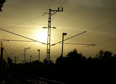Германия, поезда, железнодорожные пути, линии электропередач, транспортные средства - обои на рабочий стол