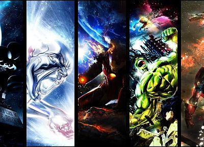 Халк ( комический персонаж ), Железный Человек, Человек-паук, Капитан Америка, Серебряный Серфер - случайные обои для рабочего стола