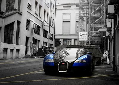 города, автомобили, Bugatti Veyron, выборочная раскраска - обои на рабочий стол