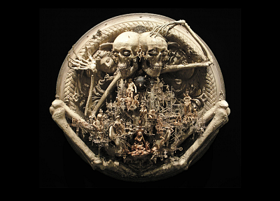 скульптуры, скелеты, Крис Кукси, темный фон - копия обоев рабочего стола