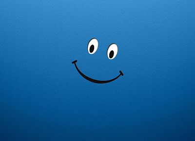 смайлик, улыбка, синий улыбка - обои на рабочий стол