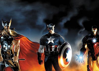 Железный Человек, Тор, Капитан Америка, Марвел комиксы - случайные обои для рабочего стола
