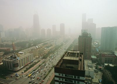 города, туман, здания - обои на рабочий стол