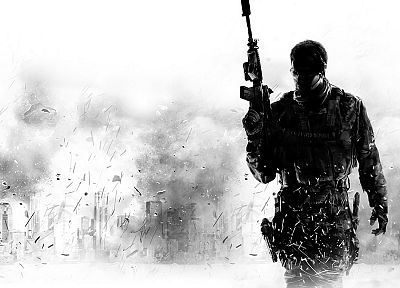 видеоигры, пистолеты, Чувство долга, монохромный, оттенки серого, Зов Duty: Modern Warfare 3 - оригинальные обои рабочего стола