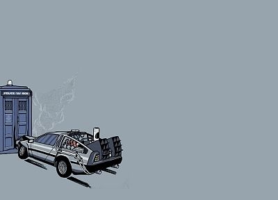ТАРДИС, Назад в будущее, Доктор Кто, DeLorean DMC -12 - случайные обои для рабочего стола