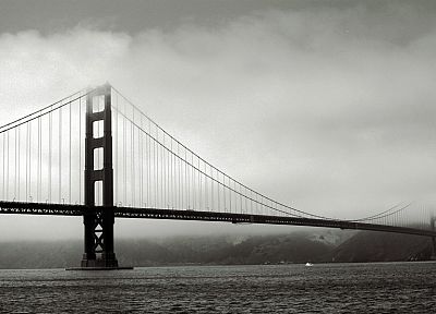 мосты, Мост Золотые Ворота, Сан - Франциско, оттенки серого - обои на рабочий стол