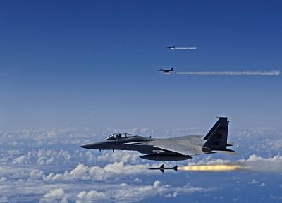 самолет, военный, ракеты, воробей, ВВС США, транспортные средства, F-15 Eagle, реактивный самолет, AIM - 7 - случайные обои для рабочего стола