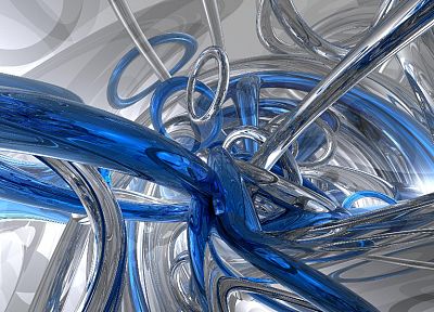 абстракции, синий, серебро - обои на рабочий стол