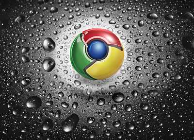 Google, капли воды, логотипы, Google Chrome - обои на рабочий стол