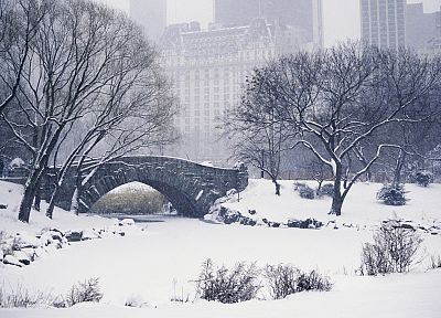зима, снег, мосты, парки - копия обоев рабочего стола