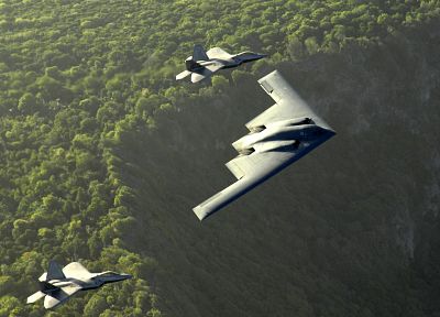 самолет, военный, бомбардировщик, F-22 Raptor, самолеты, B- 2 Spirit - обои на рабочий стол