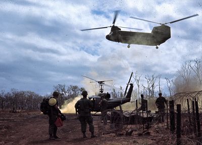 солдаты, самолет, армия, военный, вертолеты, Вьетнам, транспортные средства, CH- 47 Chinook, UH - 1 Iroquois - оригинальные обои рабочего стола