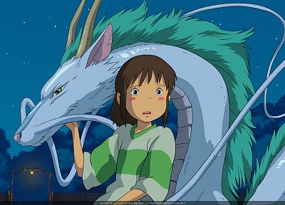 драконы, Унесенные призраками, Огино Тихиро, Кохаку, Studio Ghibli - случайные обои для рабочего стола