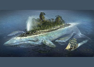 острова, киты - копия обоев рабочего стола