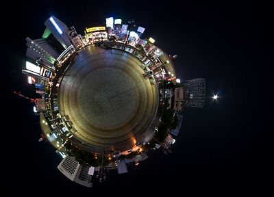 города, здания, панорама круг - обои на рабочий стол