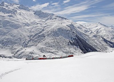 горы, пейзажи, поезда, Швейцария, швейцарский, Альпы - оригинальные обои рабочего стола