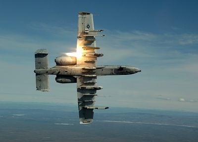 самолет, военный, вспышки, А-10 Thunderbolt II - копия обоев рабочего стола