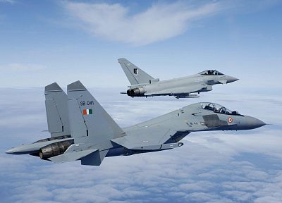 самолет, военный, Eurofighter Typhoon, самолеты, транспортные средства, Сухой, ВВС Индии, Су- 30МКИ - похожие обои для рабочего стола