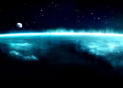 синий, космическое пространство, атмосфера - оригинальные обои рабочего стола