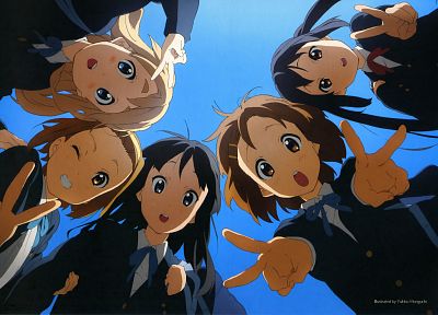 K-ON! (Кэйон!), школьная форма, Hirasawa Юи, Акияма Мио, Tainaka Ritsu, Kotobuki Tsumugi, Накано Азуса, аниме - оригинальные обои рабочего стола
