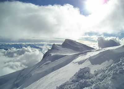 горы, облака, природа, снег - обои на рабочий стол