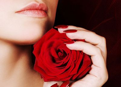девушки, губы, розы - обои на рабочий стол