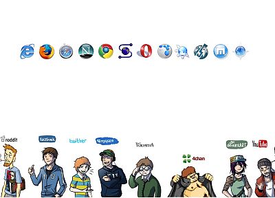 facebook, стая, Опера веб-браузер, Firefox, Mozilla, Google, YouTube, щебет, MySpace, Википедия, DeviantART, марафон, браузеры, Reddit, сеть, Internet Explorer, Google Chrome, Digg, 4chan - обои на рабочий стол