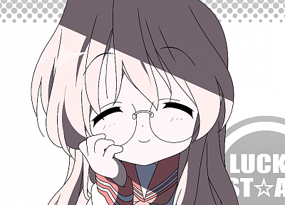 Счастливая Звезда (Лаки Стар), школьная форма, очки, чиби, розовые волосы, Takara Миюки, meganekko, аниме девушки - похожие обои для рабочего стола