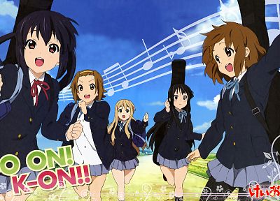 K-ON! (Кэйон!), школьная форма, Hirasawa Юи, Акияма Мио, Tainaka Ritsu, Kotobuki Tsumugi, Накано Азуса - оригинальные обои рабочего стола