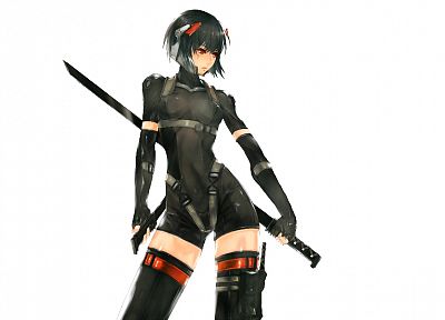 черный цвет, Кусанаги Мотоко, оружие, бедра, трико, Призрак в доспехах, мягкие тени, девушки с мечами, простой фон, аниме девушки, Metal Gear Solid 4, Nidy - 2D- - случайные обои для рабочего стола