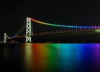 ночь, мосты, радуга - случайные обои для рабочего стола