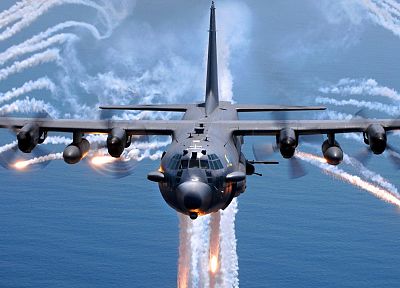 военный, транспортные средства, С-130 Hercules, вспышки, дирижабль - случайные обои для рабочего стола
