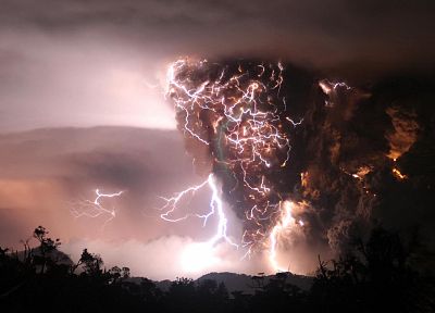 природа, вулканы, буря, Земля, молния, извержение - случайные обои для рабочего стола