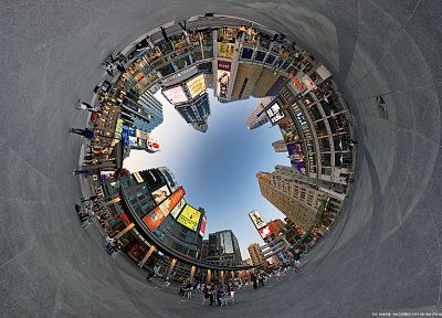 города, здания, Торонто, рыбий глаз эффект, панорама круг - случайные обои для рабочего стола