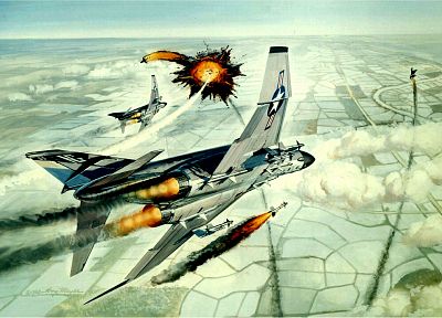 самолет, ракеты, произведение искусства, F - 4 Phantom II - похожие обои для рабочего стола